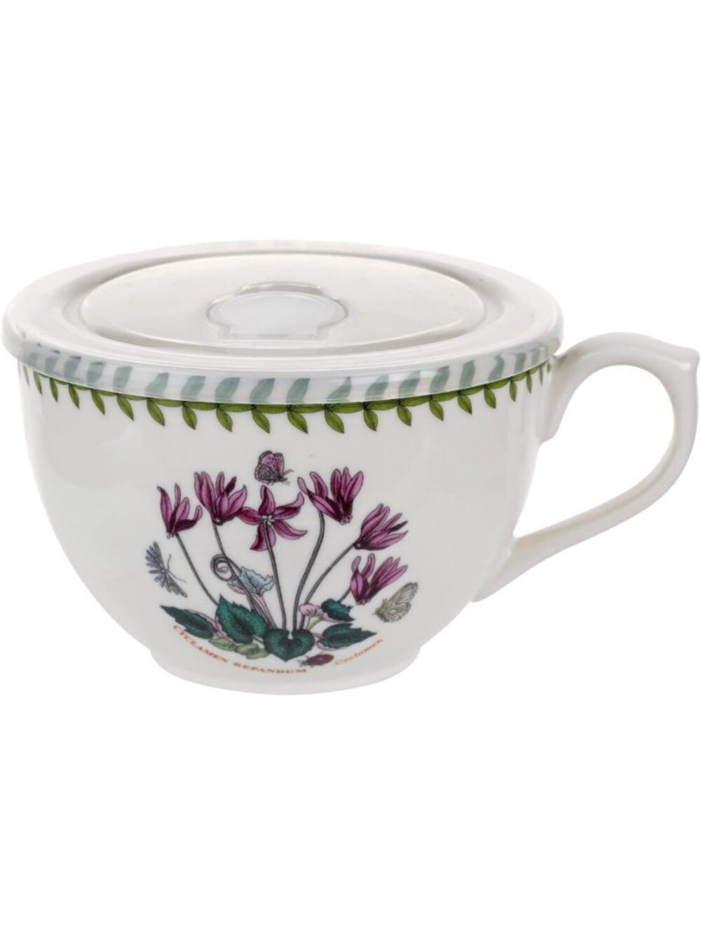 20 Oz Jumbo Mug with Lid - Floral Cyclamen Design, Perfect for Tea & Coffee